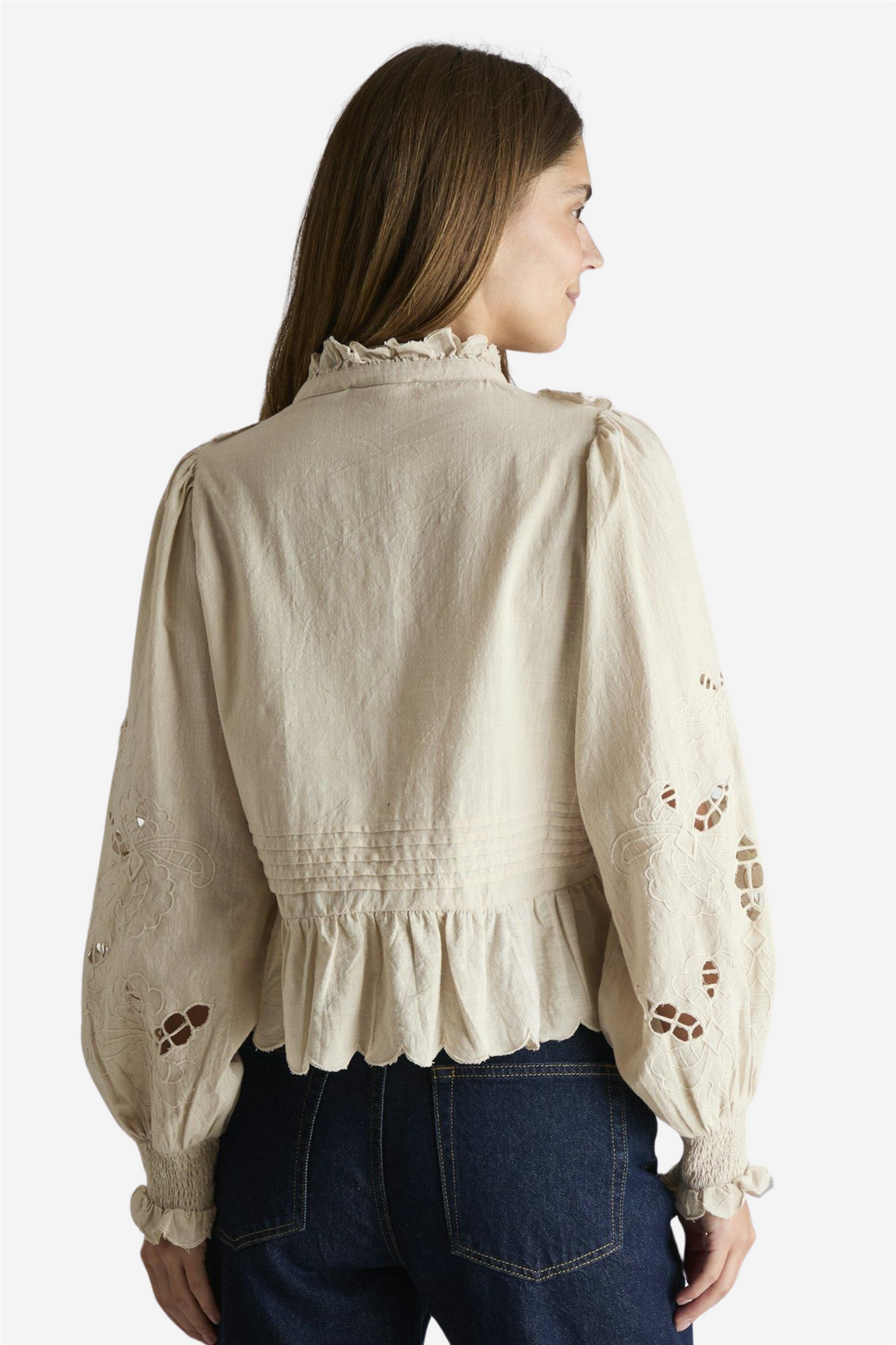 Neo Noir Bluser & Skjorter Petrine Embroidery Blouse Sand