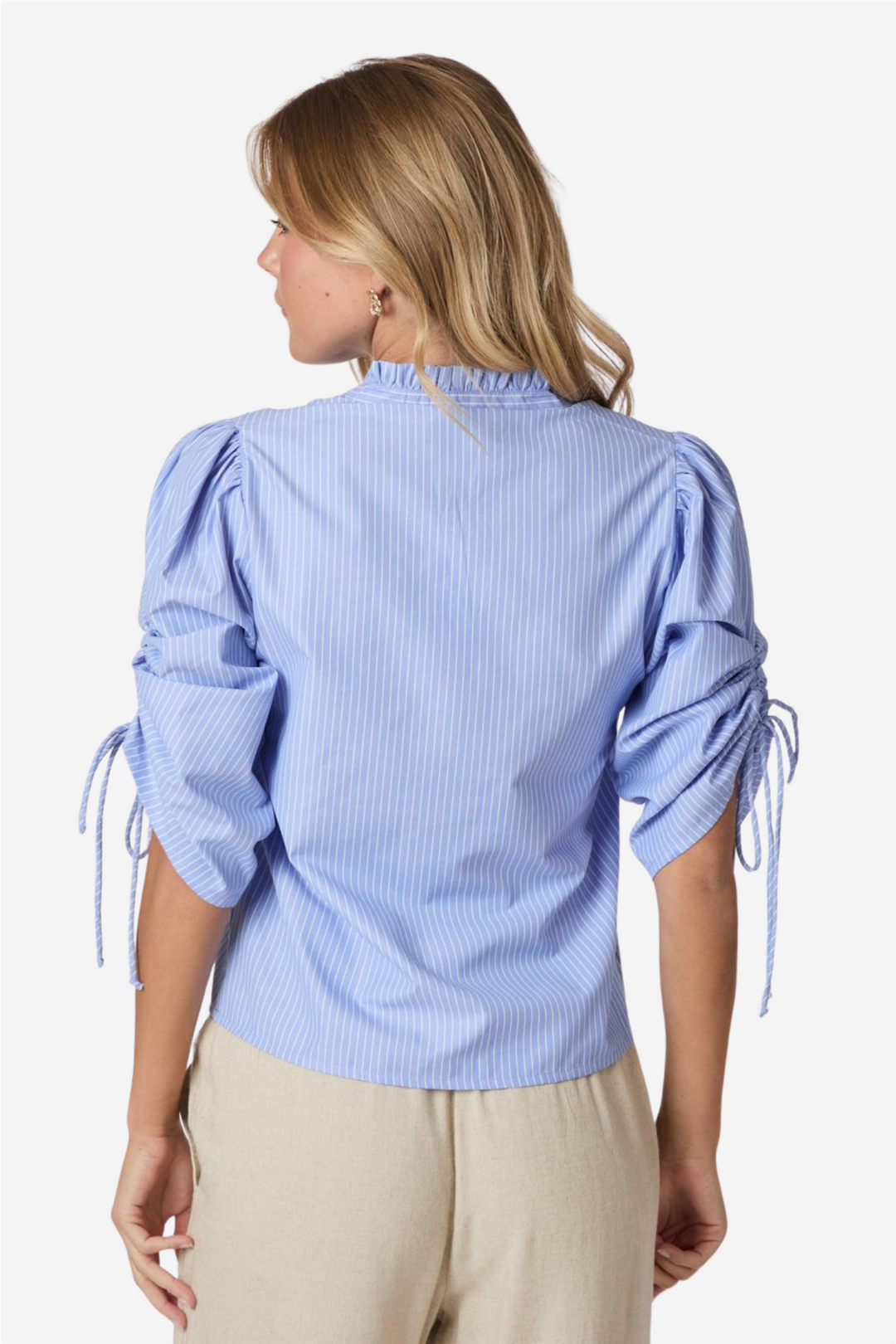 Neo Noir Bluser & Skjorter Ratta Stripe Blouse Sky Blue