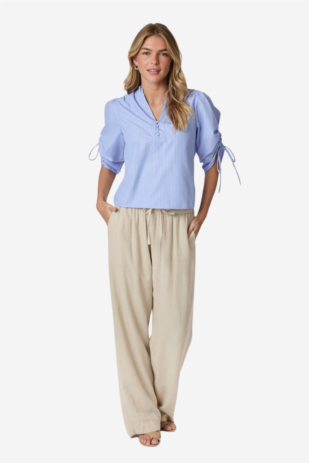 Neo Noir Bluser & Skjorter Ratta Stripe Blouse Sky Blue