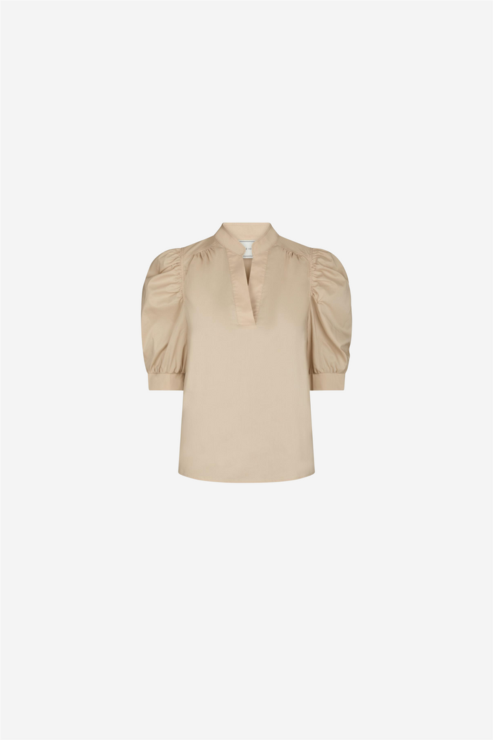 Neo Noir Bluser & Skjorter Roella Poplin Blouse Dark Sand