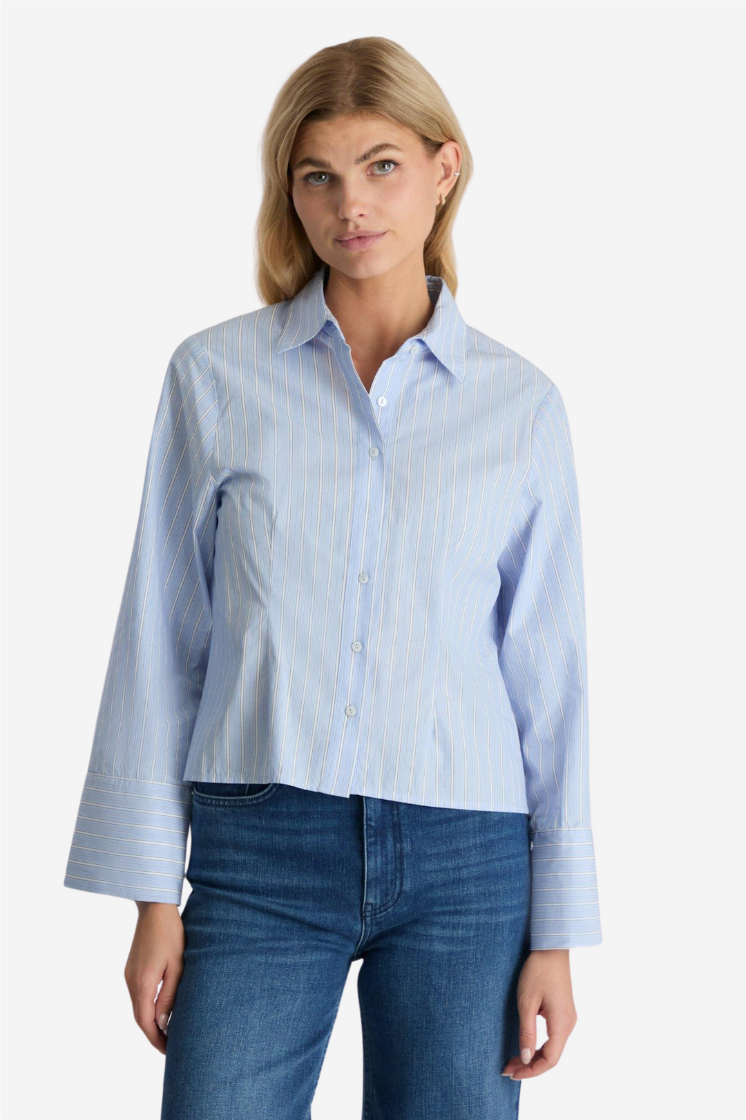 Neo Noir Bluser & Skjorter Rosa Stripe Shirt Light Blue