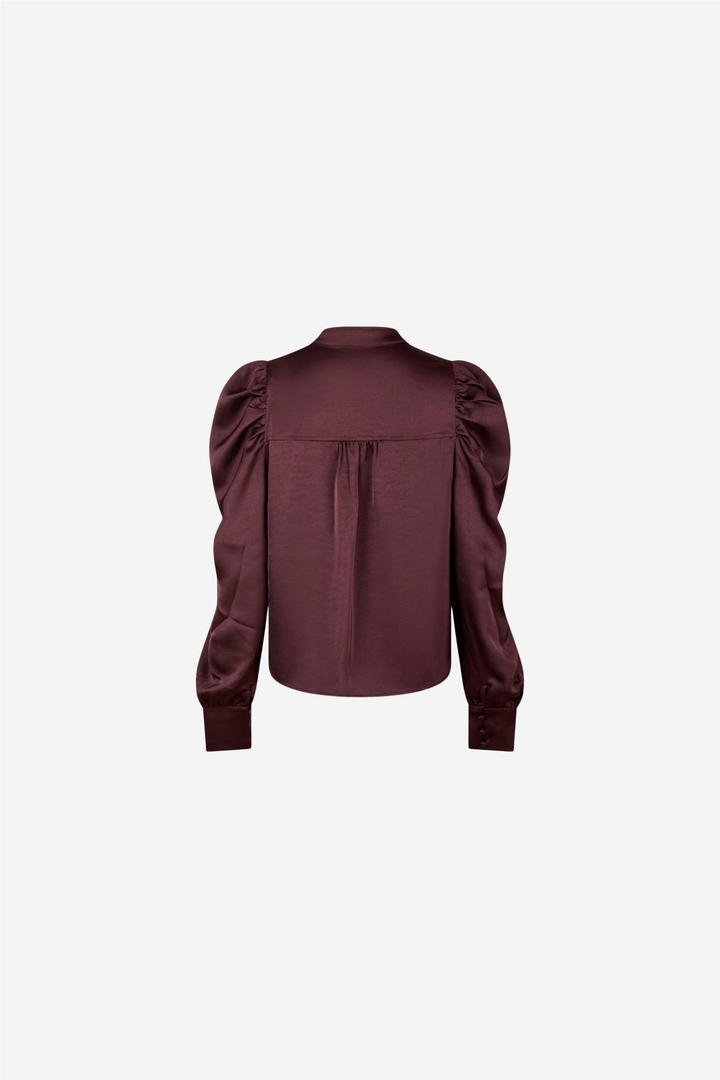 Neo Noir Bluser &amp; Skjorter Rosslyn Heavy Sateen Blouse Burgundy