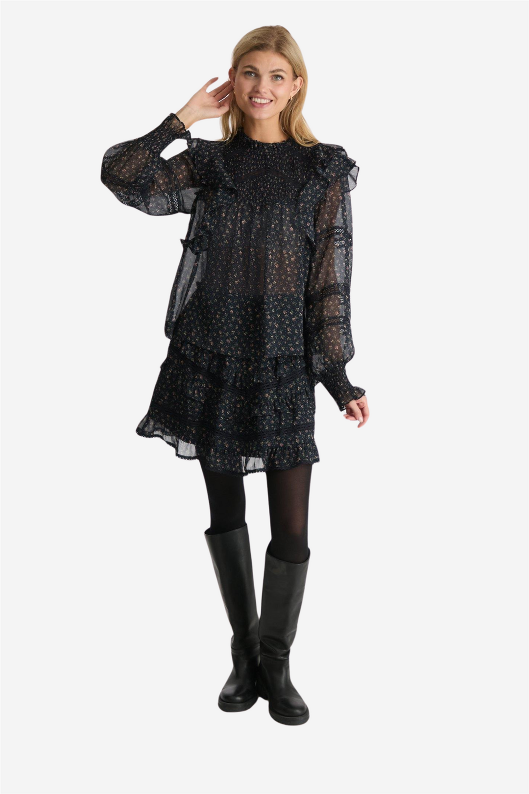 Neo Noir Bluser & Skjorter Sarna Mini Rose Blouse Black