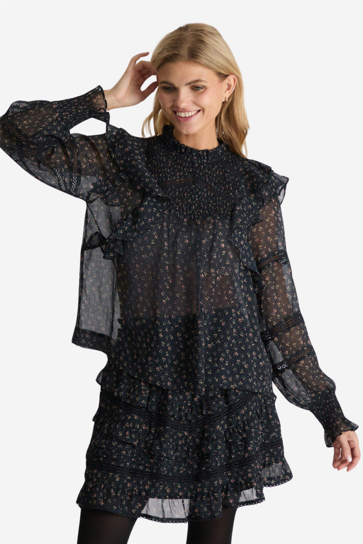 Neo Noir Bluser & Skjorter Sarna Mini Rose Blouse Black