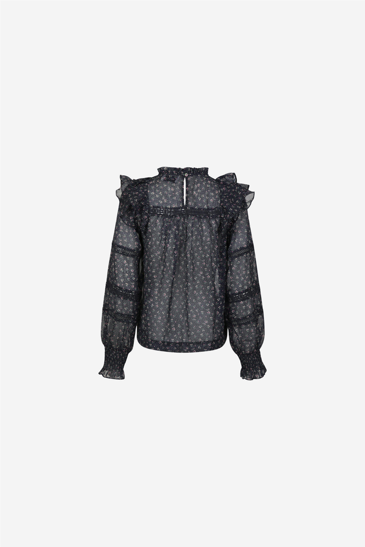 Neo Noir Bluser & Skjorter Sarna Mini Rose Blouse Black