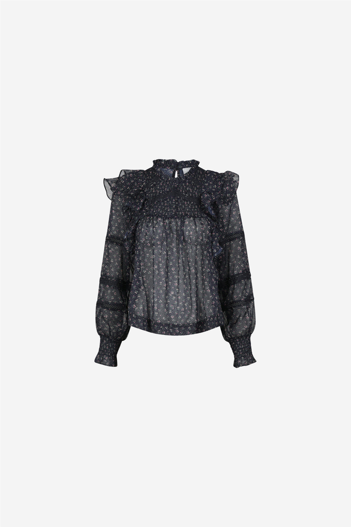 Neo Noir Bluser & Skjorter Sarna Mini Rose Blouse Black