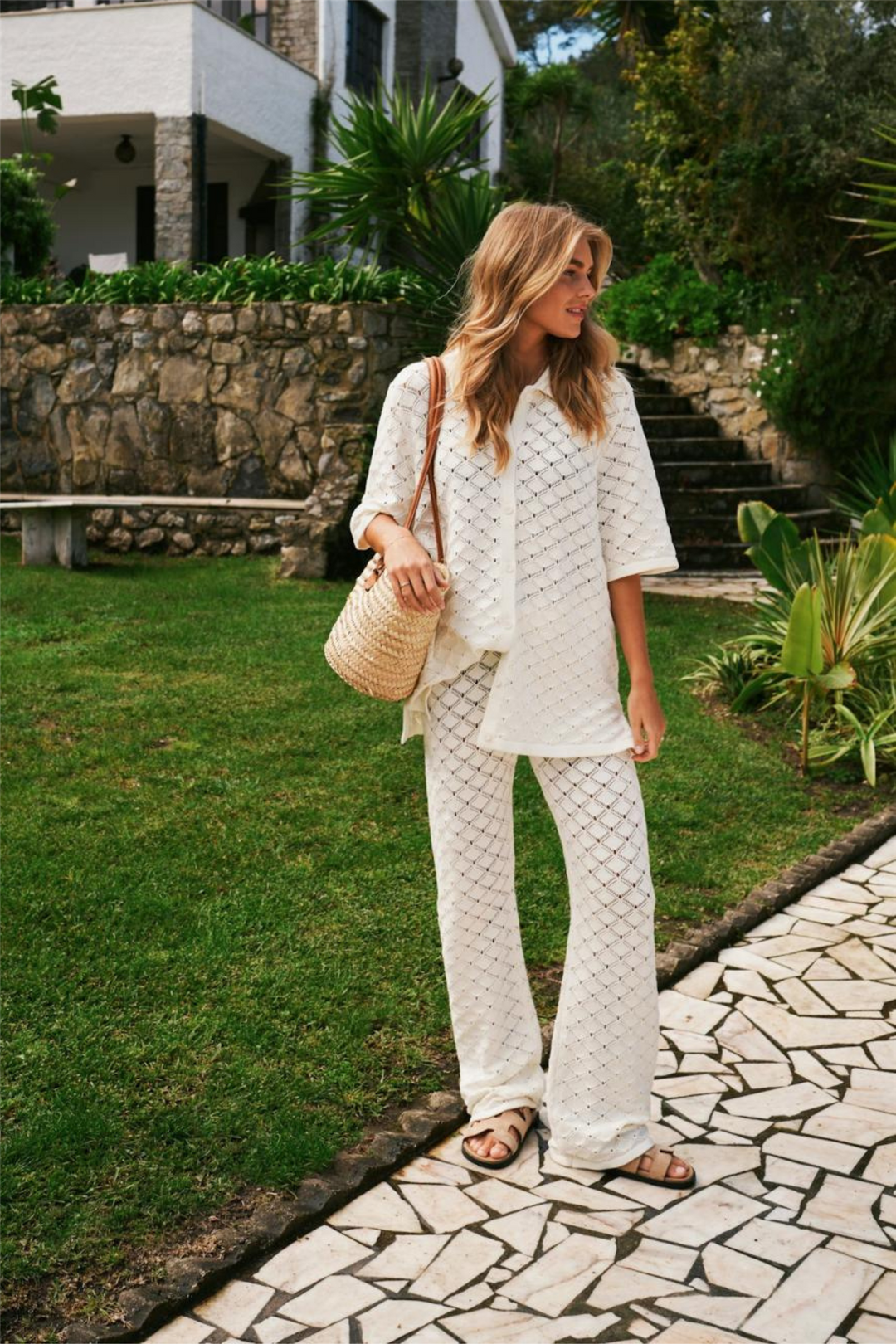 Neo Noir Bluser & Skjorter Sette Crochet Blouse Off White