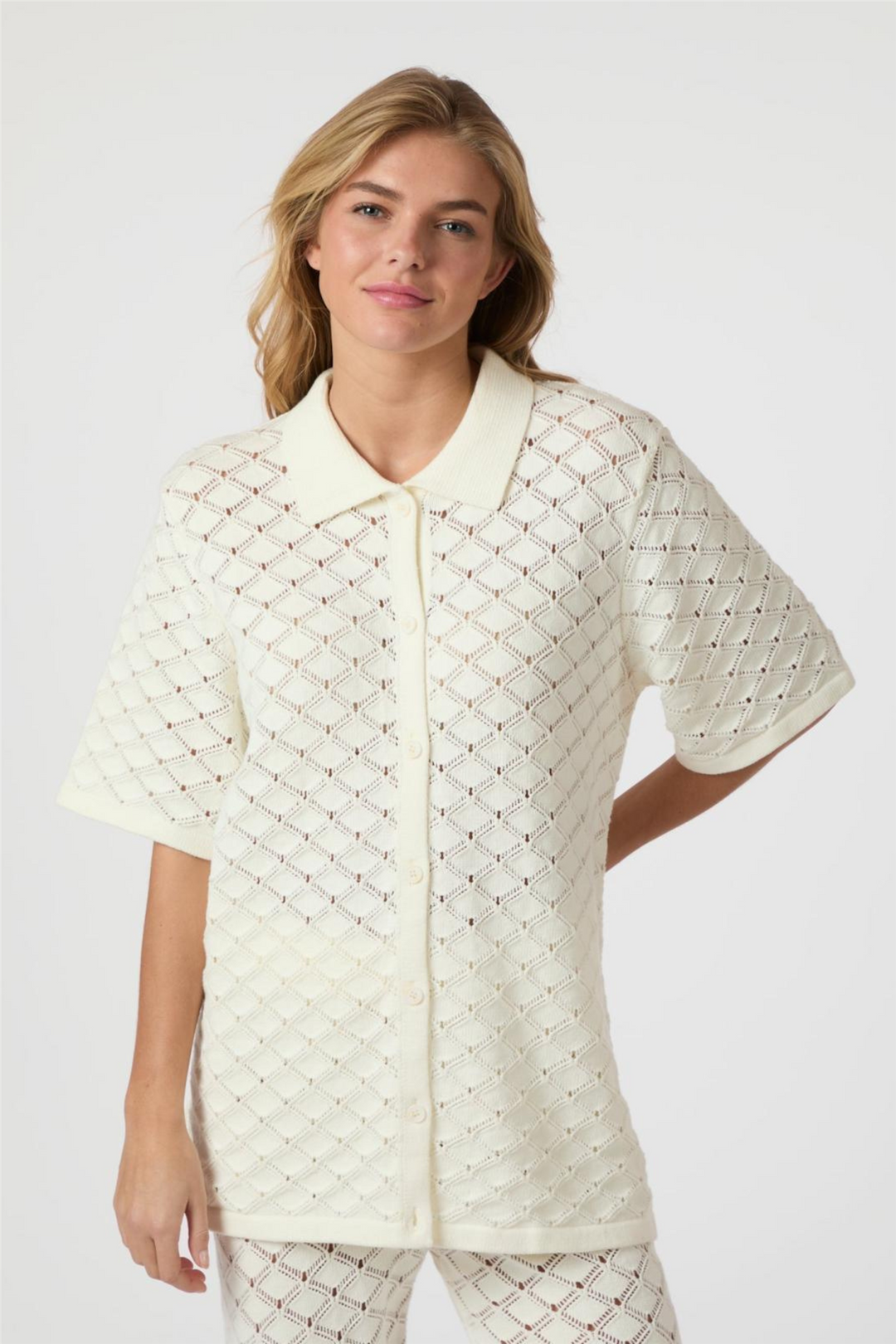 Neo Noir Bluser & Skjorter Sette Crochet Blouse Off White