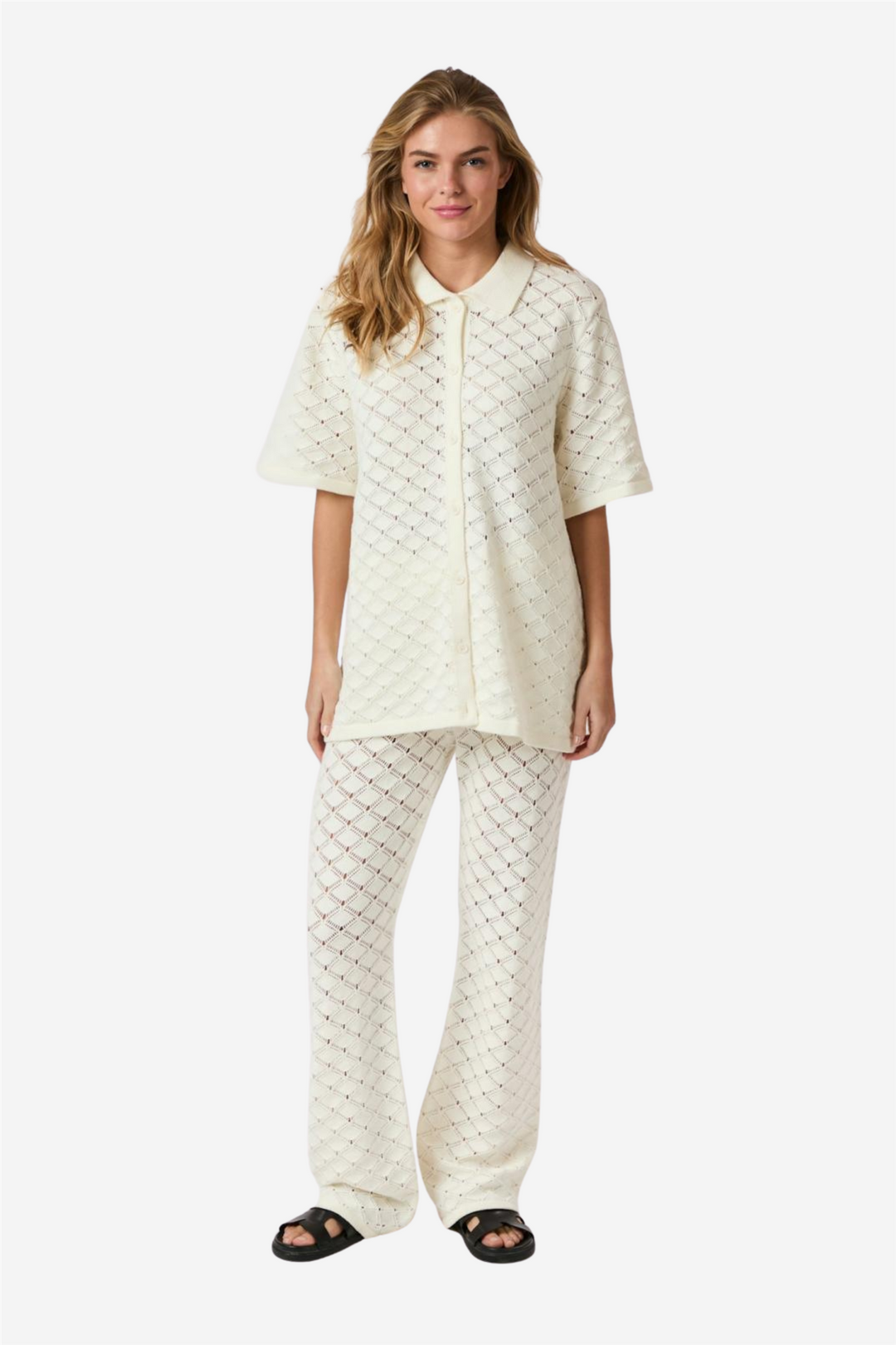 Neo Noir Bluser & Skjorter Sette Crochet Blouse Off White