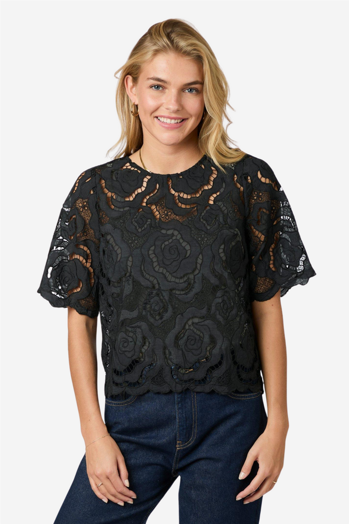 Neo Noir Bluser & Skjorter Trisha Big Lace Blouse Black