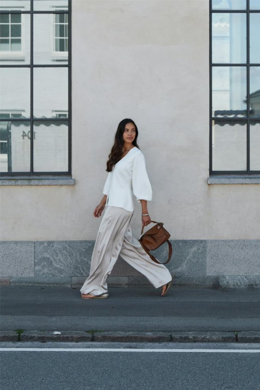 Neo Noir Bukser & jeans Sebba Satin Pants Ivory