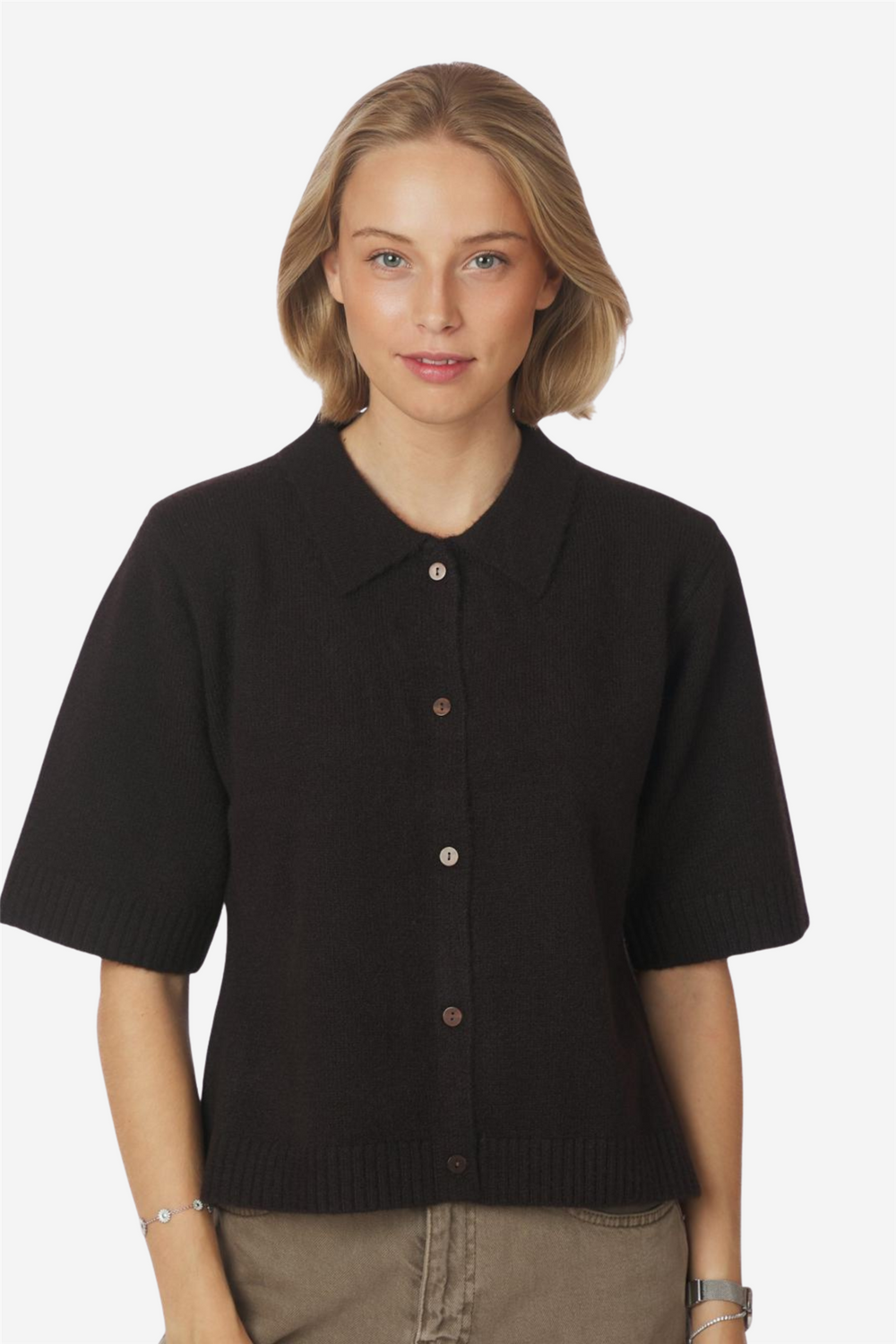 Neo Noir Genser & Cardigan Cunna Knit Blouse Dark Brown