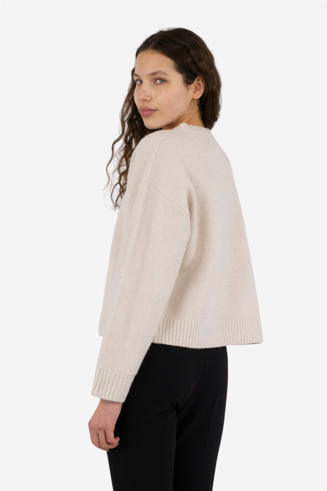 Neo Noir Genser & Cardigan Detri Solid Knit Blouse Ivory