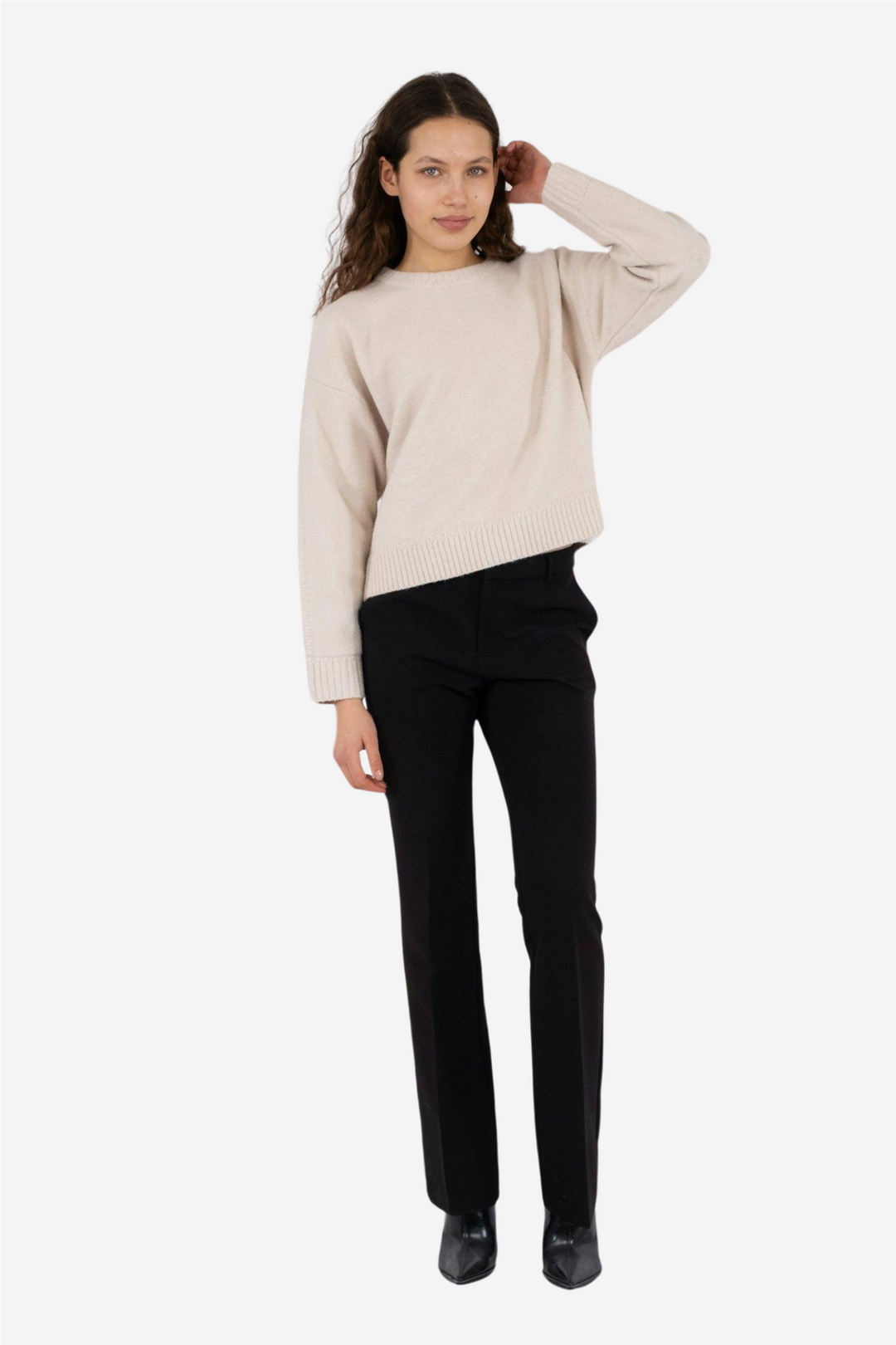 Neo Noir Genser & Cardigan Detri Solid Knit Blouse Ivory