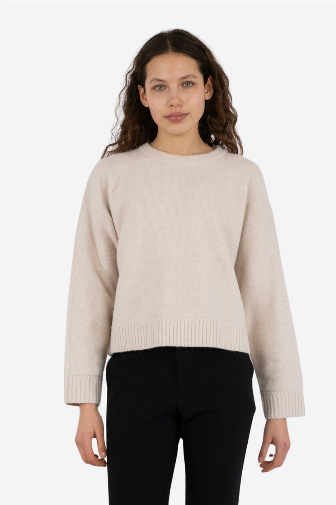 Neo Noir Genser & Cardigan Detri Solid Knit Blouse Ivory