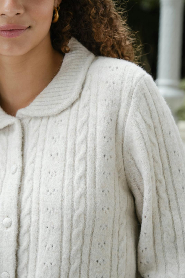 Neo Noir Genser & Cardigan Emelie Knit Cardigan Ivory