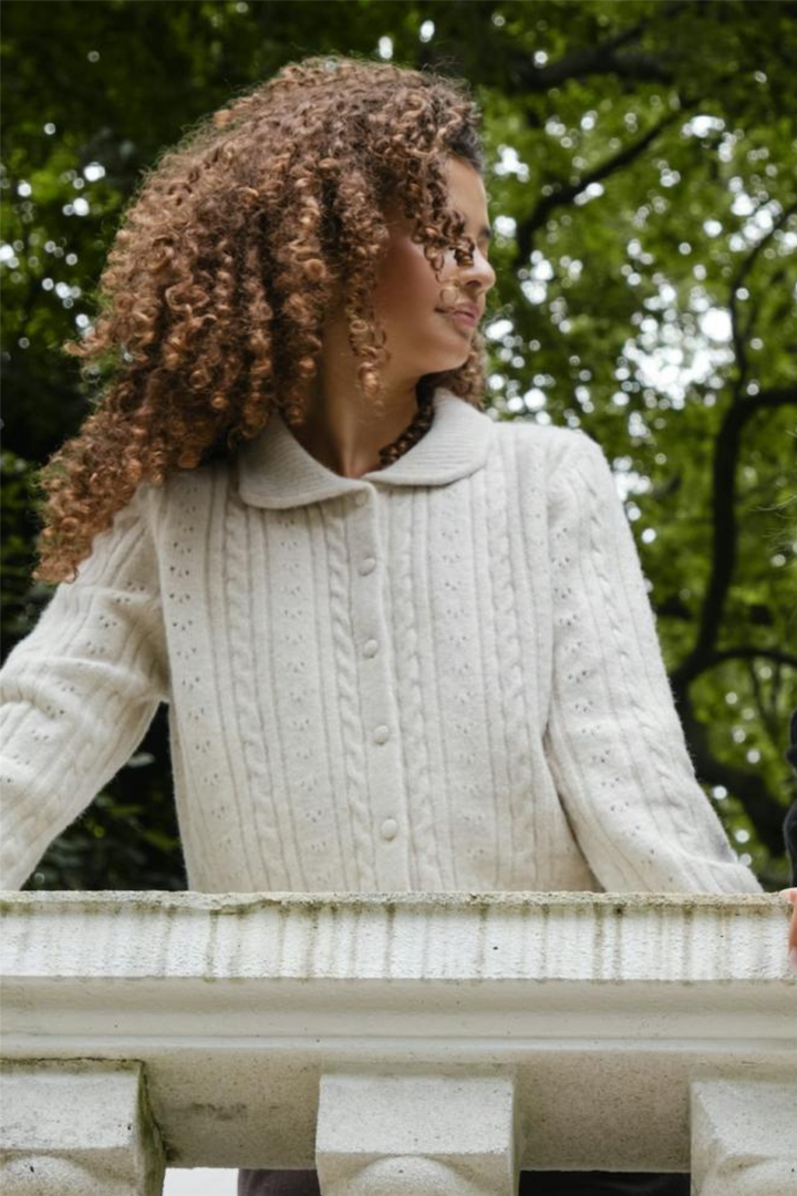 Neo Noir Genser & Cardigan Emelie Knit Cardigan Ivory