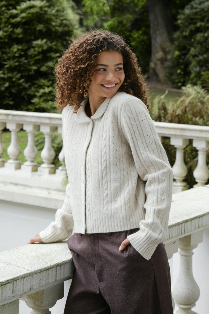 Neo Noir Genser & Cardigan Emelie Knit Cardigan Ivory