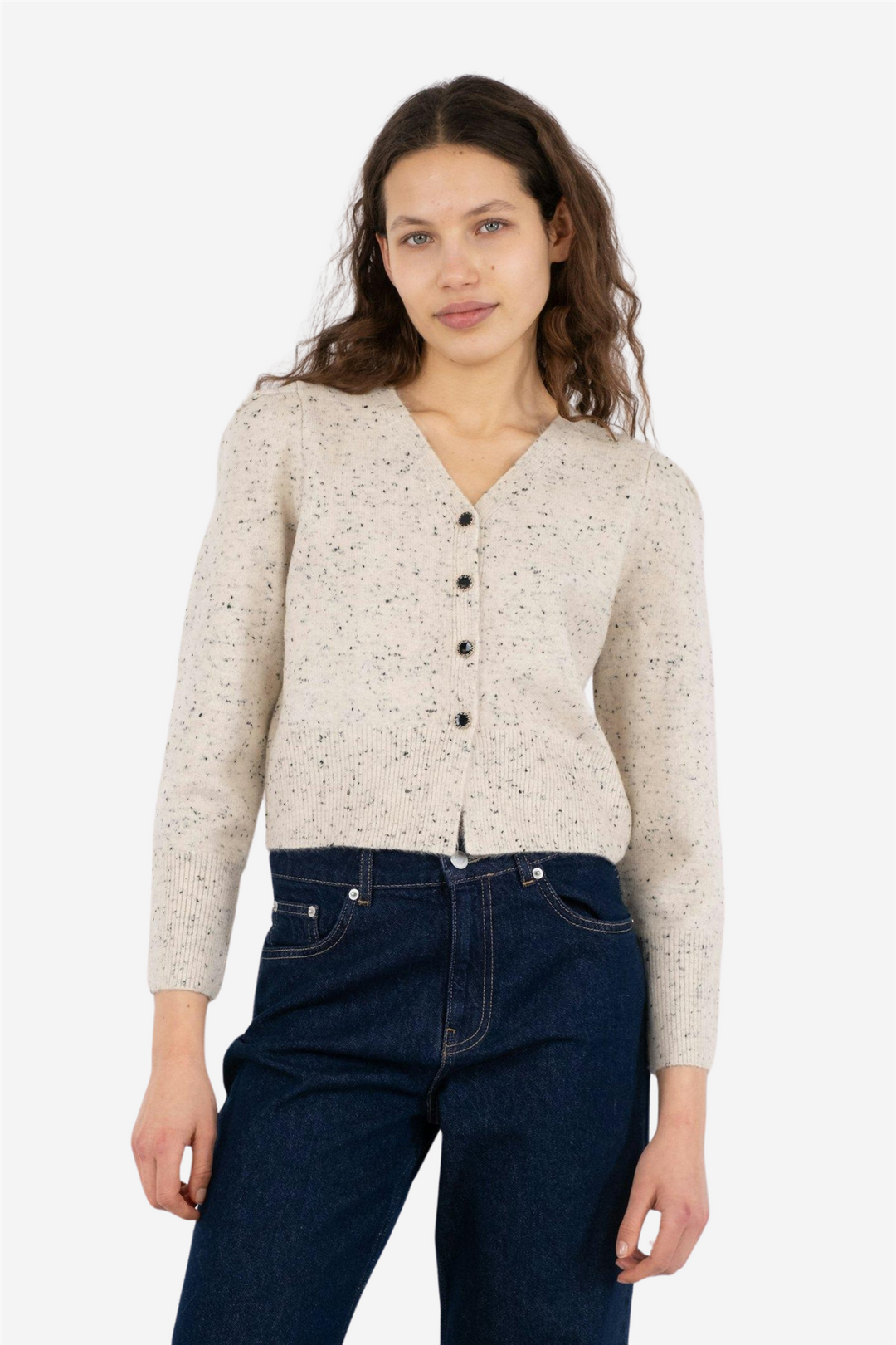 Neo Noir Genser & Cardigan Hunter Multi Knit Cardigan Beige Melange