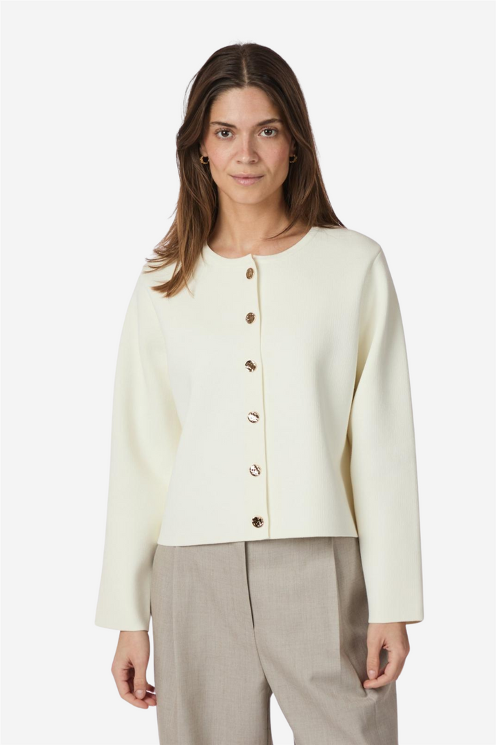 Neo Noir Genser & Cardigan Limi Smooth Knit Cardigan	Off White