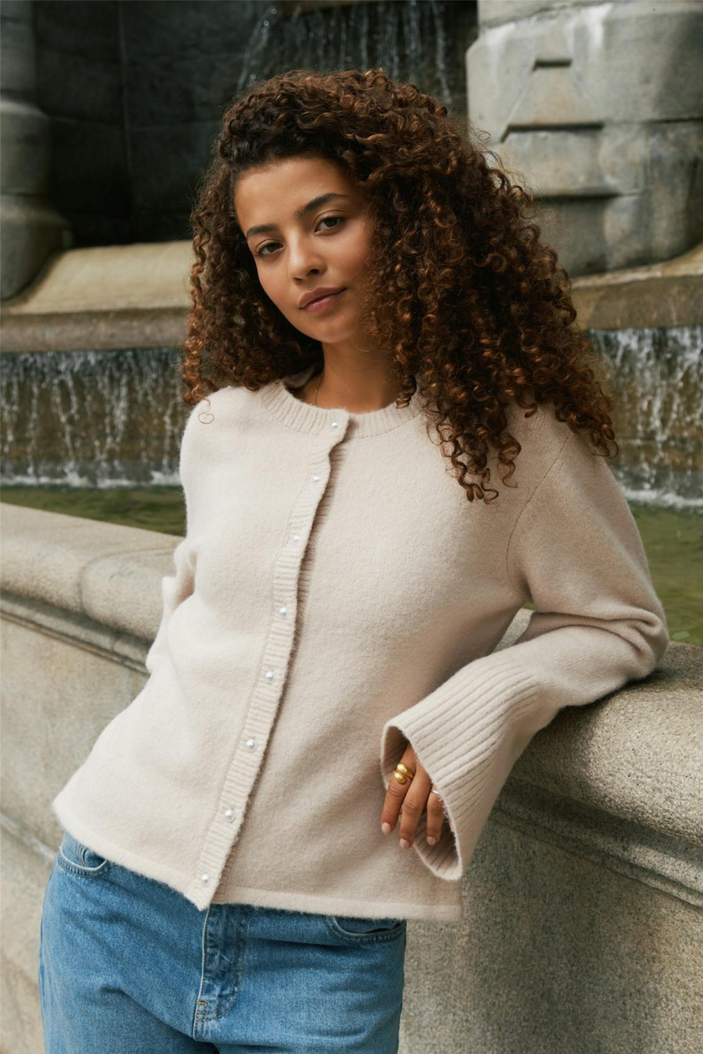 Neo Noir Genser & Cardigan Mixie Knit Cardigan Ivory