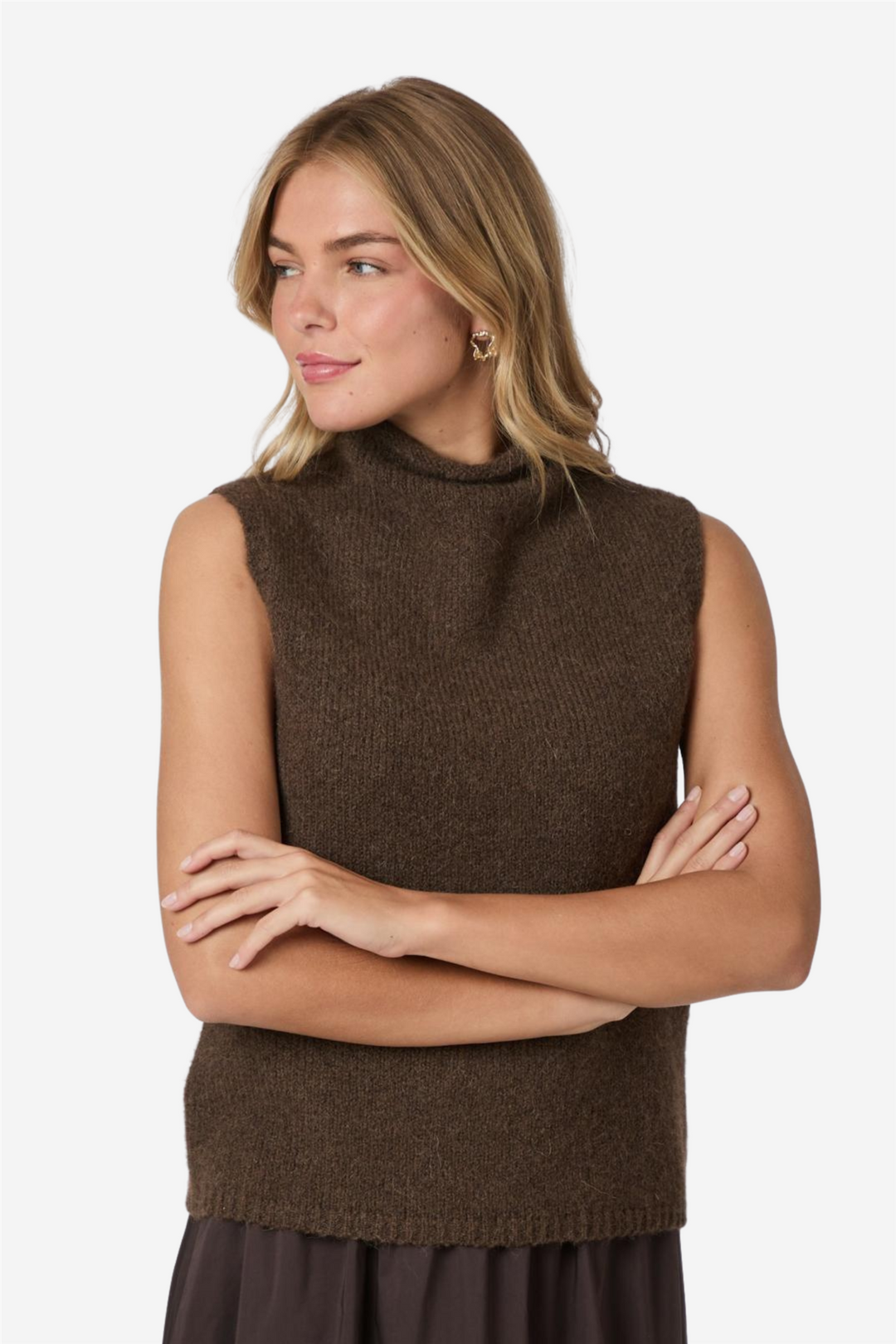 Neo Noir Genser & Cardigan Odelia Knit Top Brown Melange