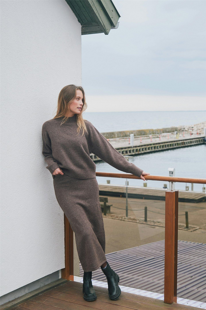 Neo Noir Genser & Cardigan Paulina Knit Blouse Brown Melange