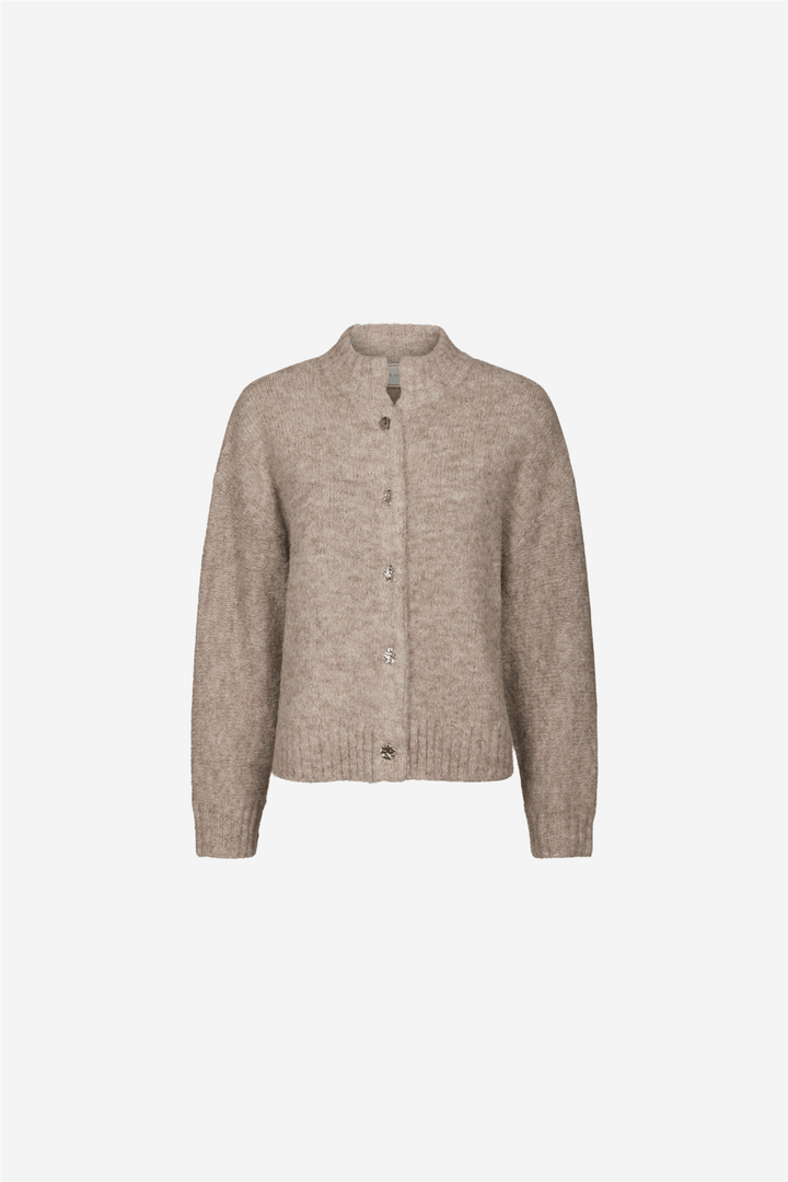 Neo Noir Genser &amp; Cardigan Taura Fluffy Knit Cardigan Beige Melange