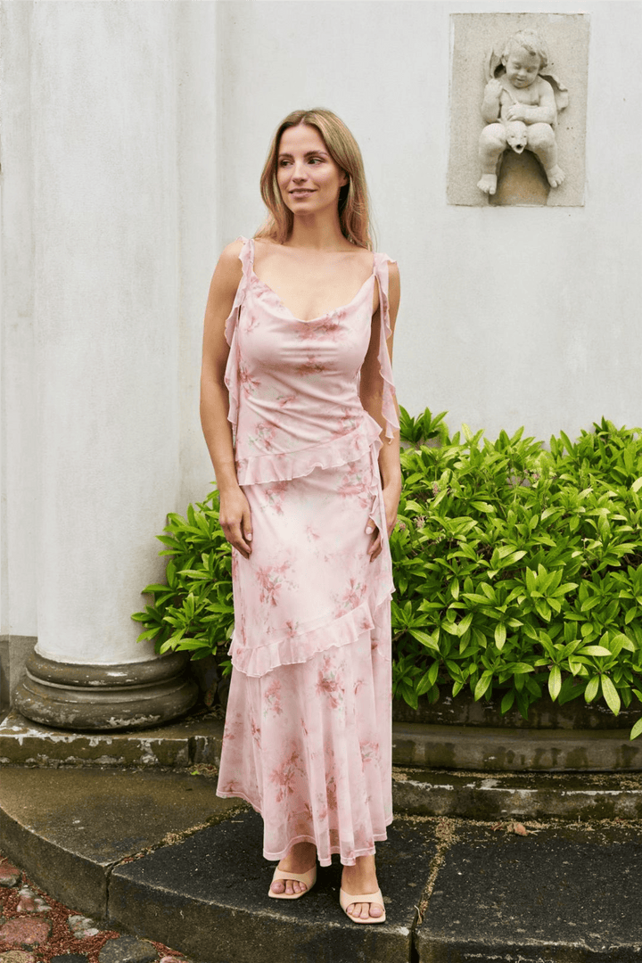 Neo Noir Kjoler &amp; jumpsuits Adelle Frill Mesh Dress Light Pink