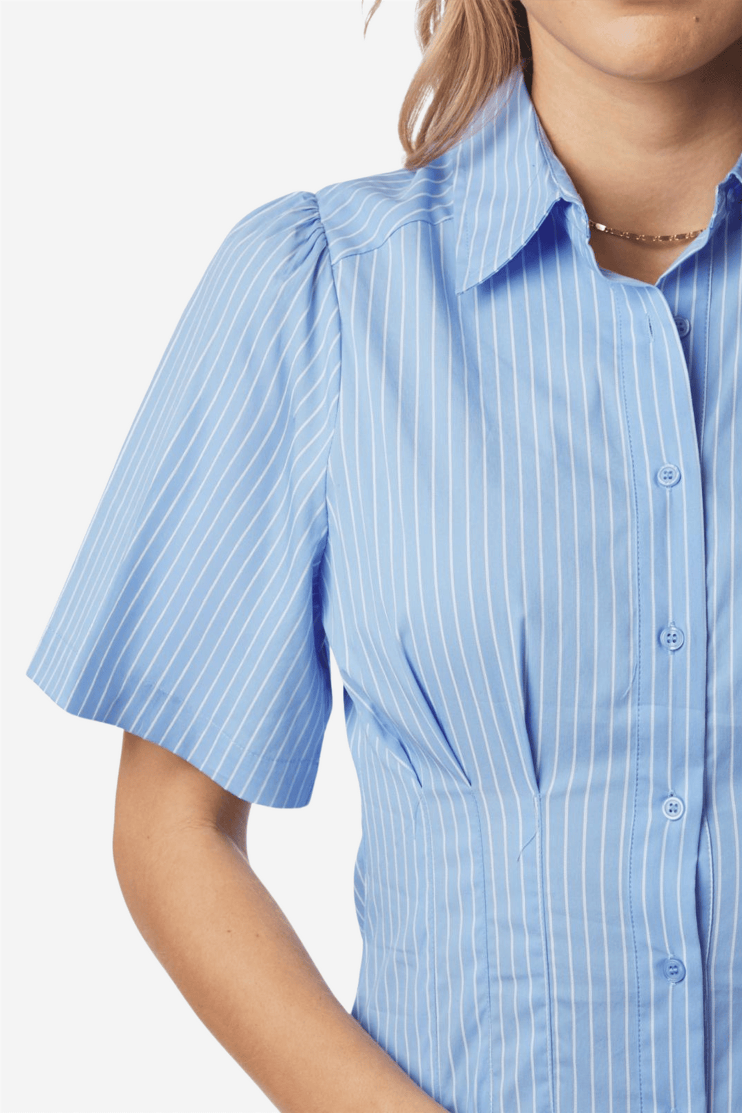 Neo Noir Kjoler &amp; jumpsuits Baia Stripe Poplin Dress Light Blue