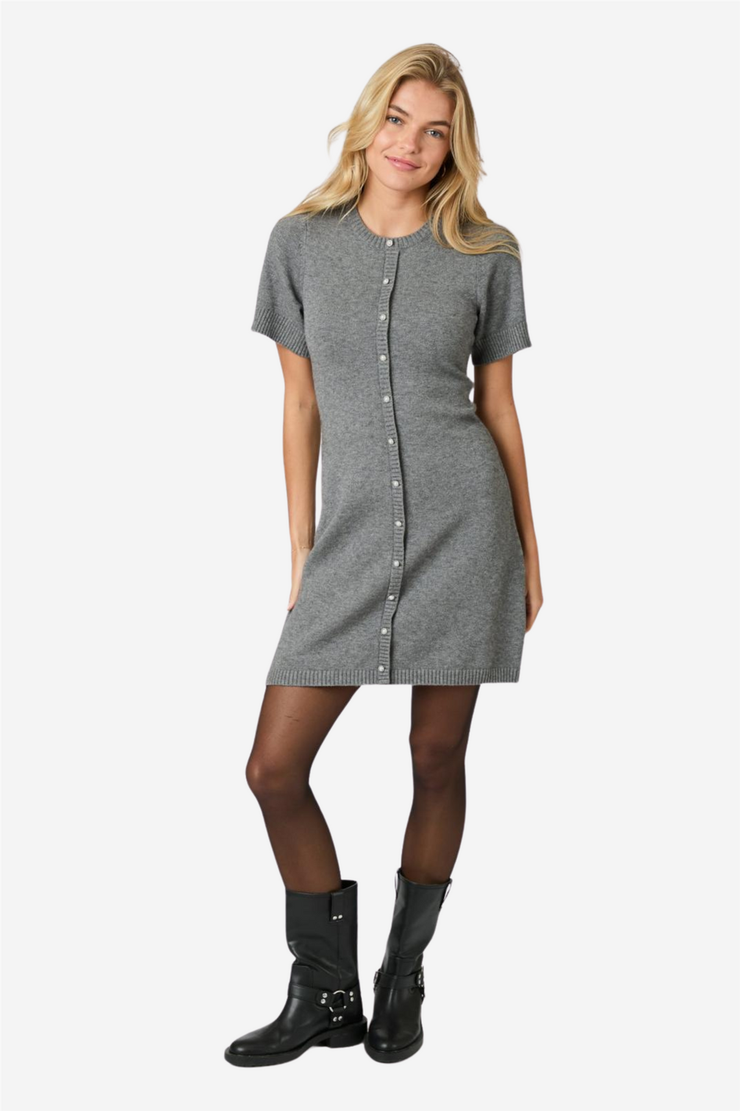 Neo Noir Kjoler & jumpsuits Elise Knit Dress Dark Grey Melange