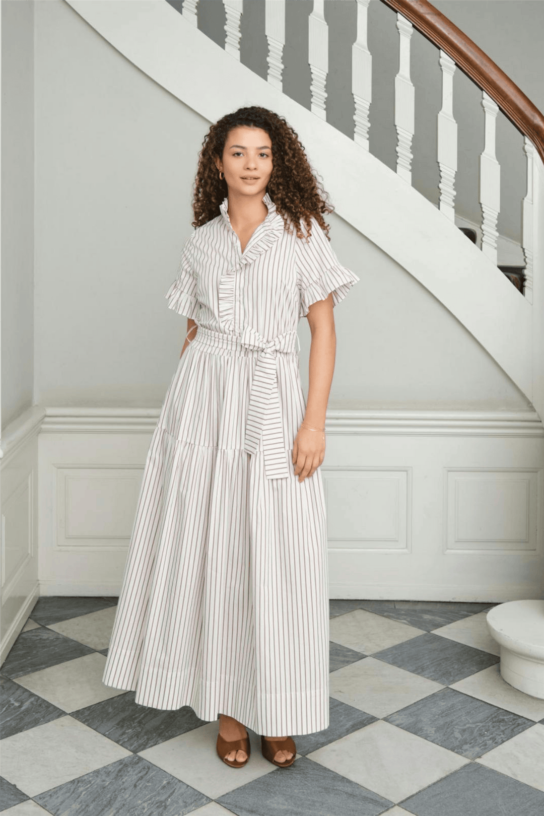 Neo Noir Kjoler & jumpsuits Nellie Wide Stripe Dress Ivory