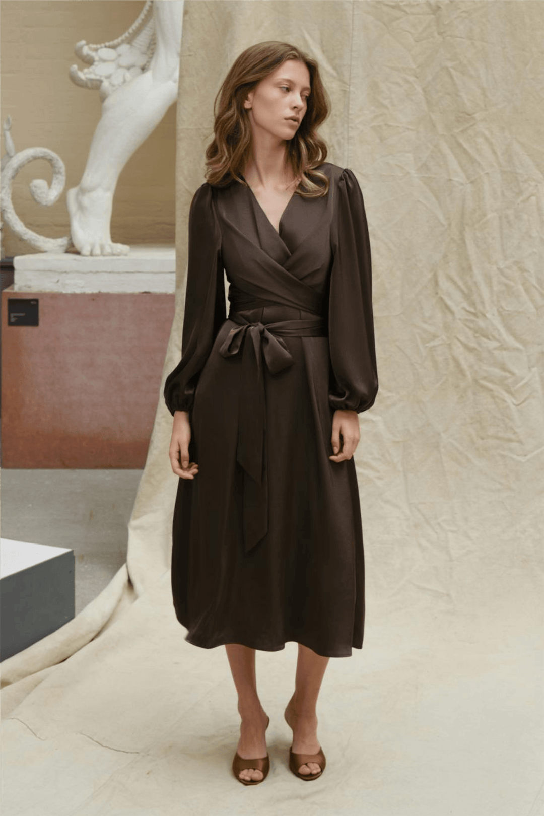 Neo Noir Kjoler & jumpsuits Rimini Heavy Sateen Dress Dark Brown