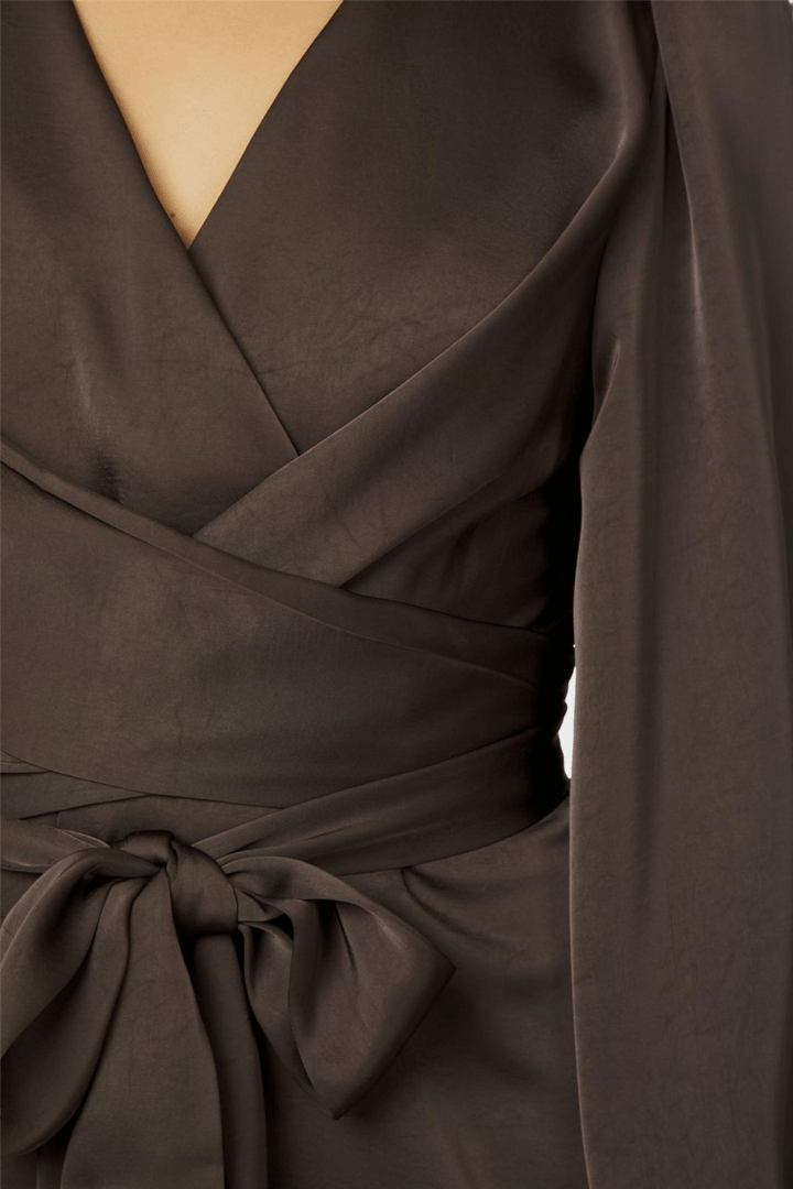 Neo Noir Kjoler & jumpsuits Rimini Heavy Sateen Dress Dark Brown