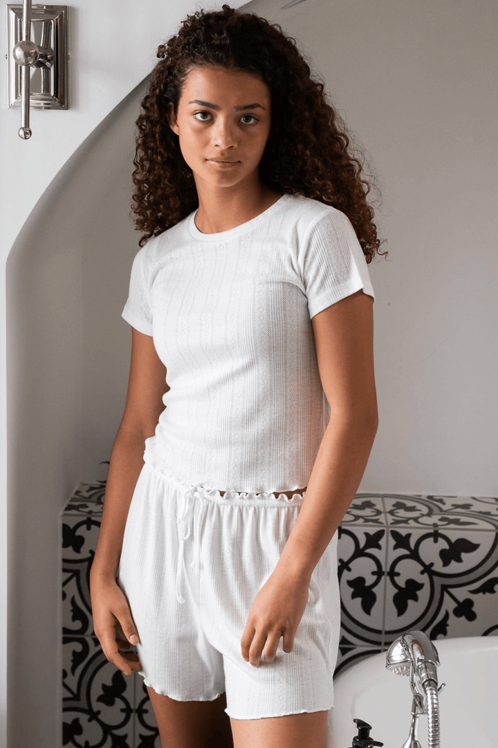 Neo Noir Shorts Merritt Pointelle Shorts White