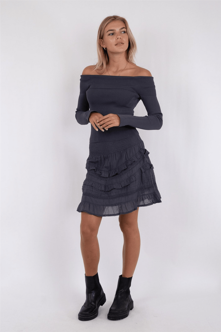 Neo Noir Skjørt 36 Donna S Voile Skirt Dark Grey