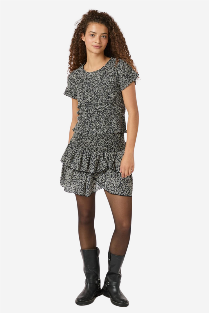 Neo Noir Skjørt Carin Flower Check Skirt Black