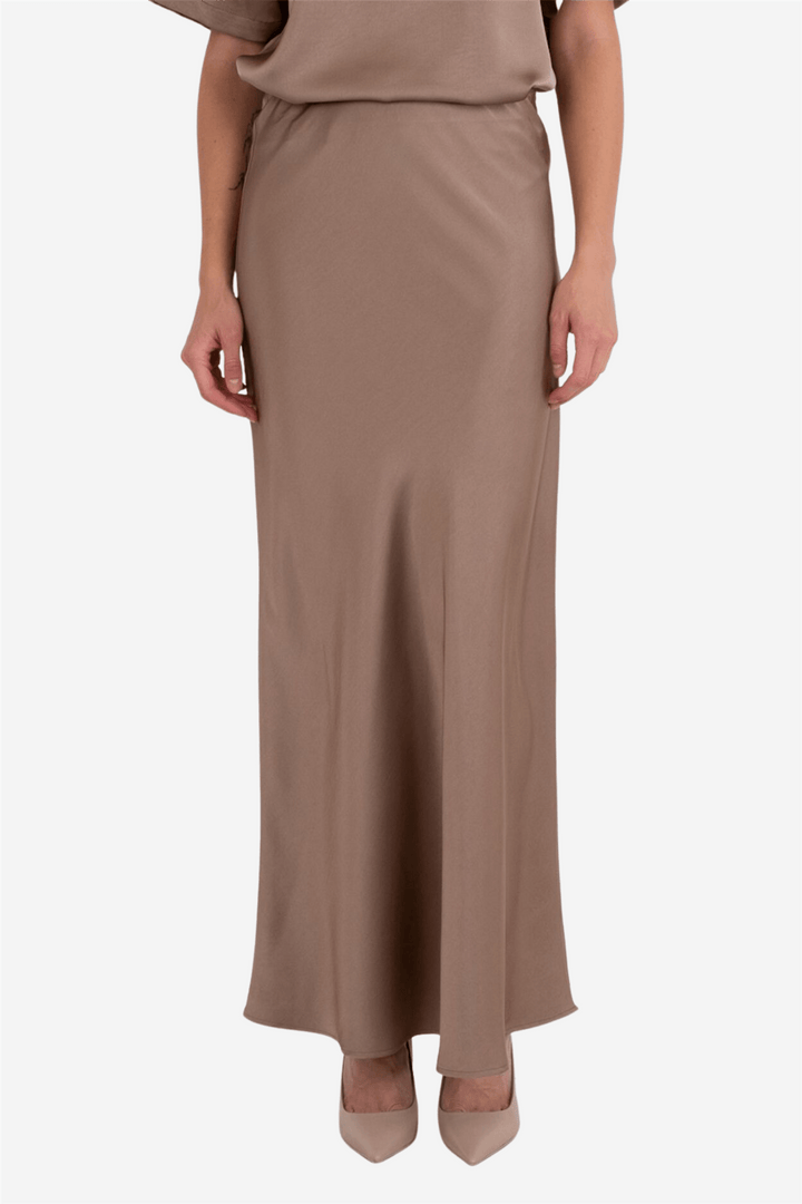 Neo Noir Skjørt Vicky Heavy Sateen Skirt Dark Taupe