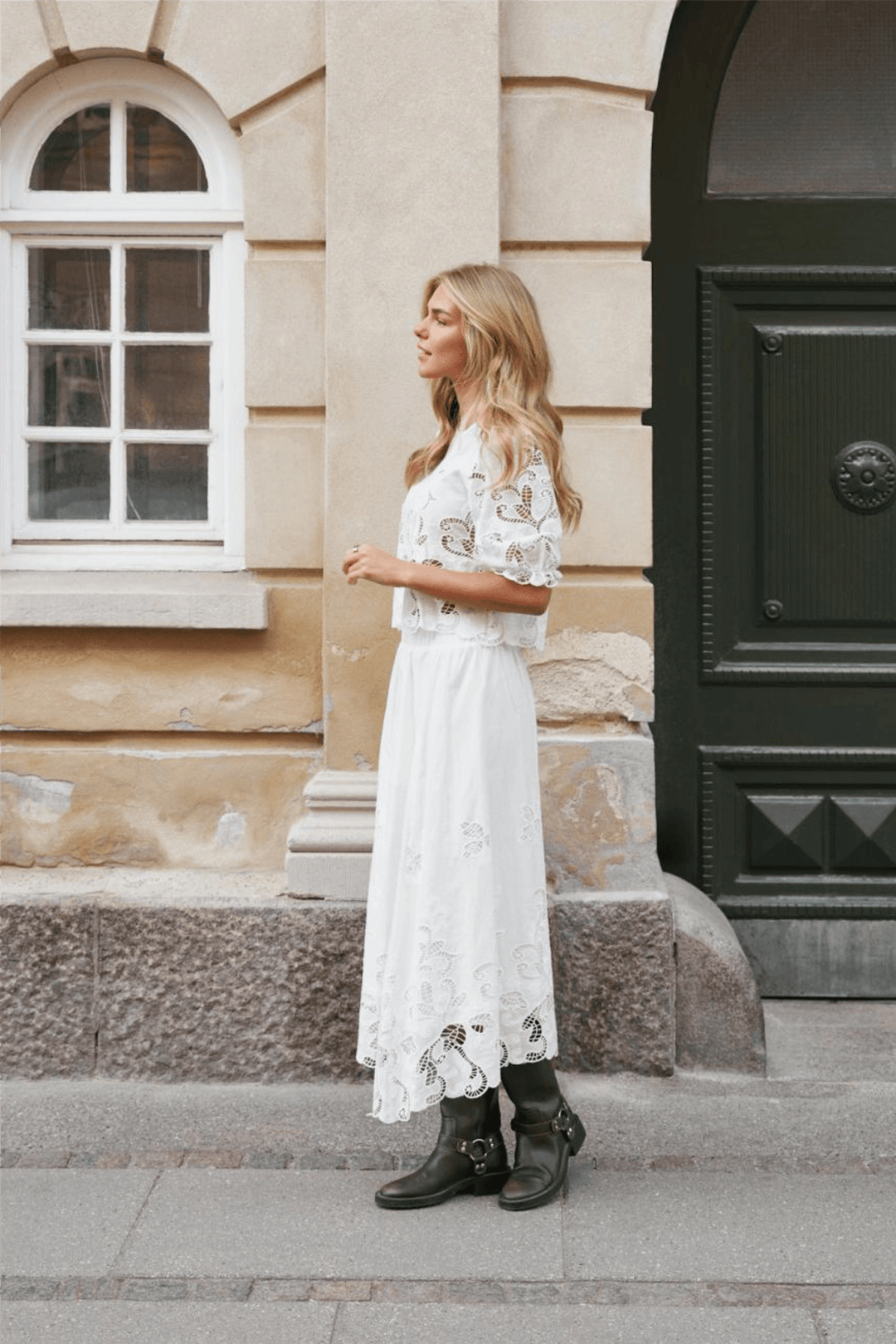 Neo Noir Skjørt Yara Long Embroidery Skirt White