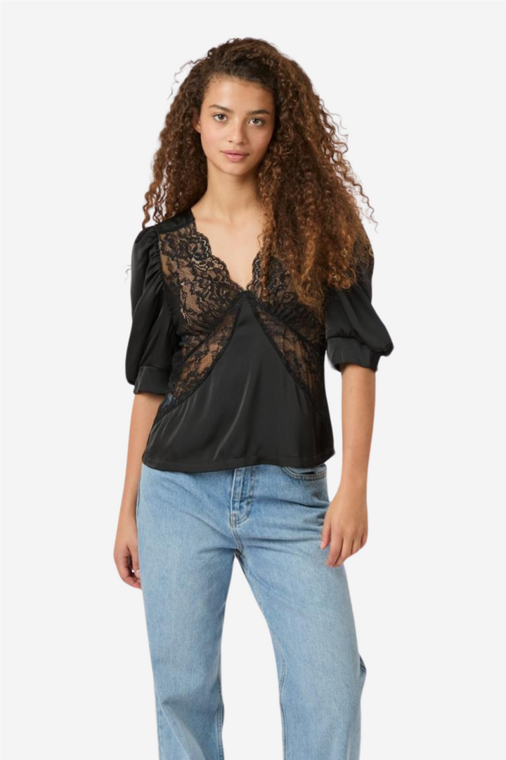 Neo Noir Topper & t-skjorter Ambrosi Lace Blouse Black
