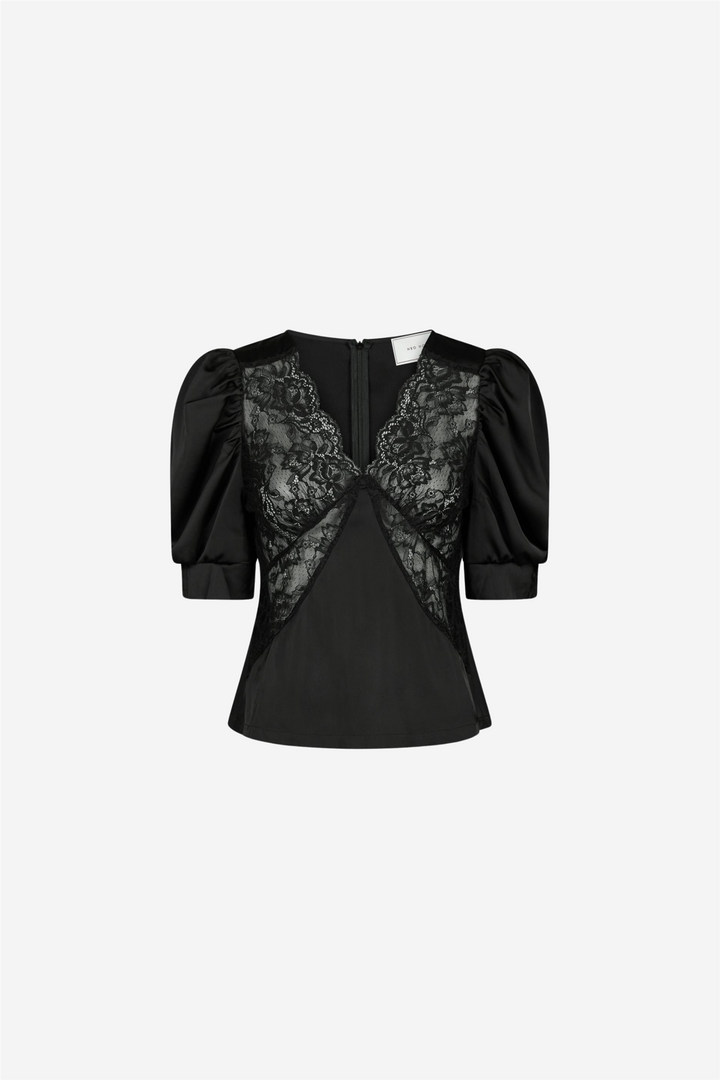 Neo Noir Topper & t-skjorter Ambrosi Lace Blouse Black
