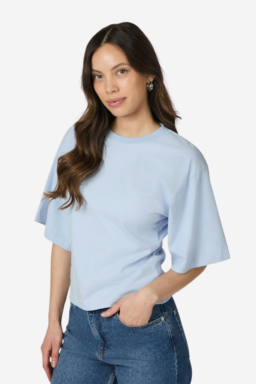 Neo Noir Topper & t-skjorter Asha Boxy Tee Light Blue