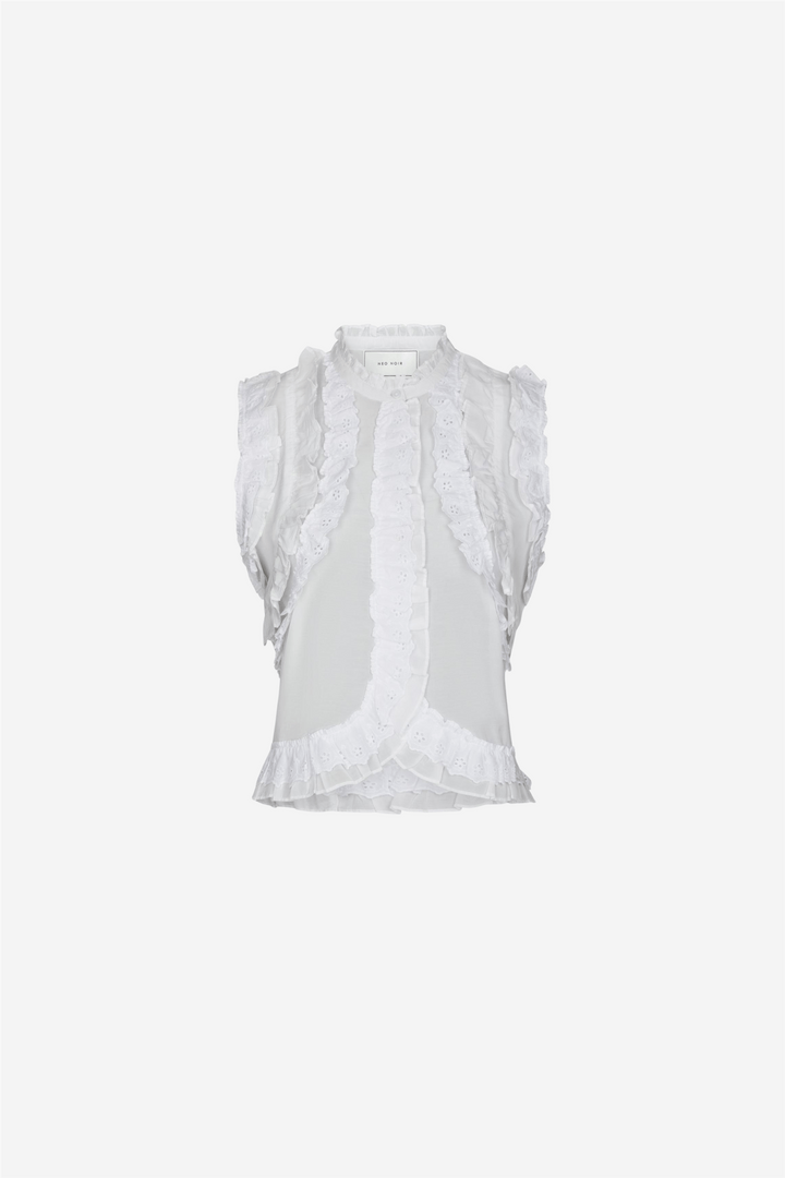 Neo Noir Topper &amp; t-skjorter Celia Ruffle Top White