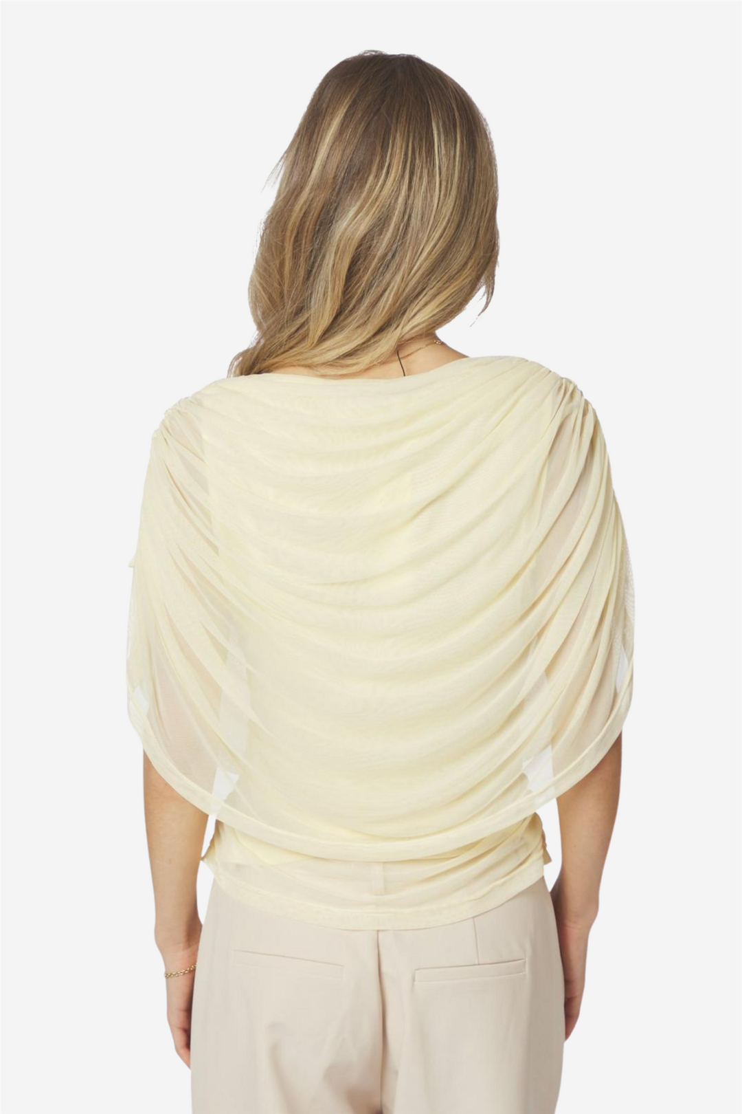 Neo Noir Topper & t-skjorter Cottuna Drapy Mesh Top Light Yellow