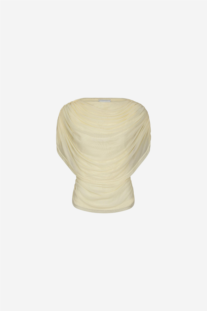 Neo Noir Topper & t-skjorter Cottuna Drapy Mesh Top Light Yellow