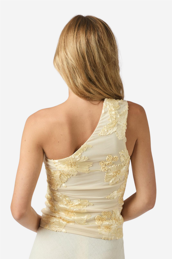 Neo Noir Topper & t-skjorter Florini Big Flower Mesh Top Light Yellow
