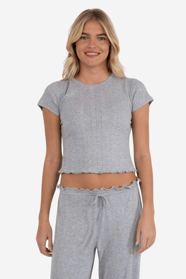 Neo Noir Topper & t-skjorter Lonnie Pointelle Top Light grey