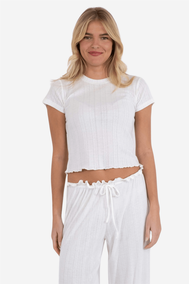 Neo Noir Topper & t-skjorter Lonnie Pointelle Top White