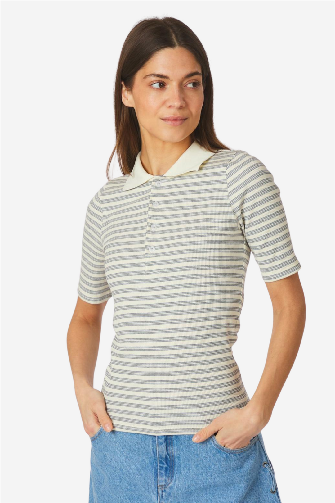 Neo Noir Topper & t-skjorter Manama Stripe Blouse Light Blue