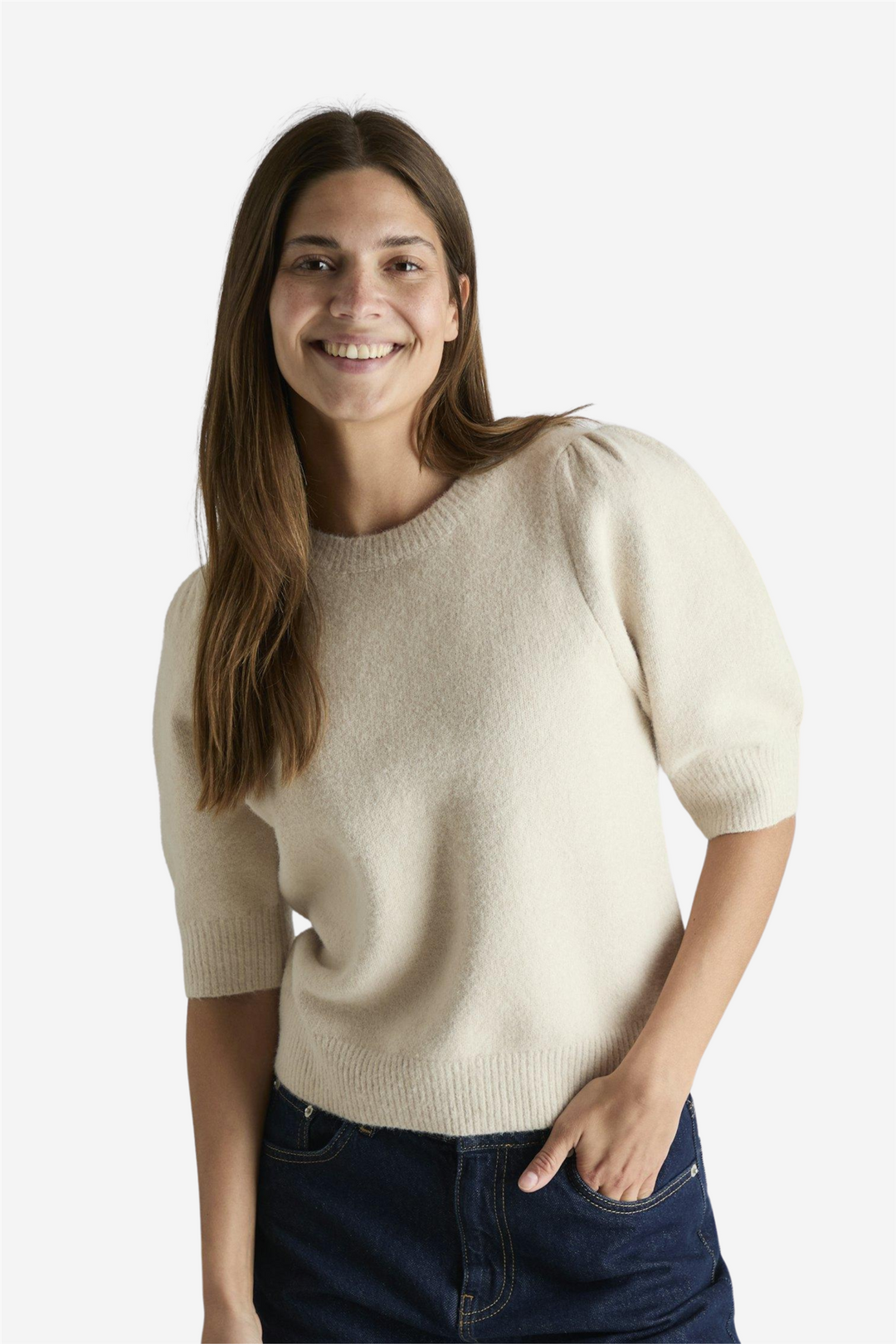 Neo Noir Topper & t-skjorter Martha Bow Knit Tee Ivory